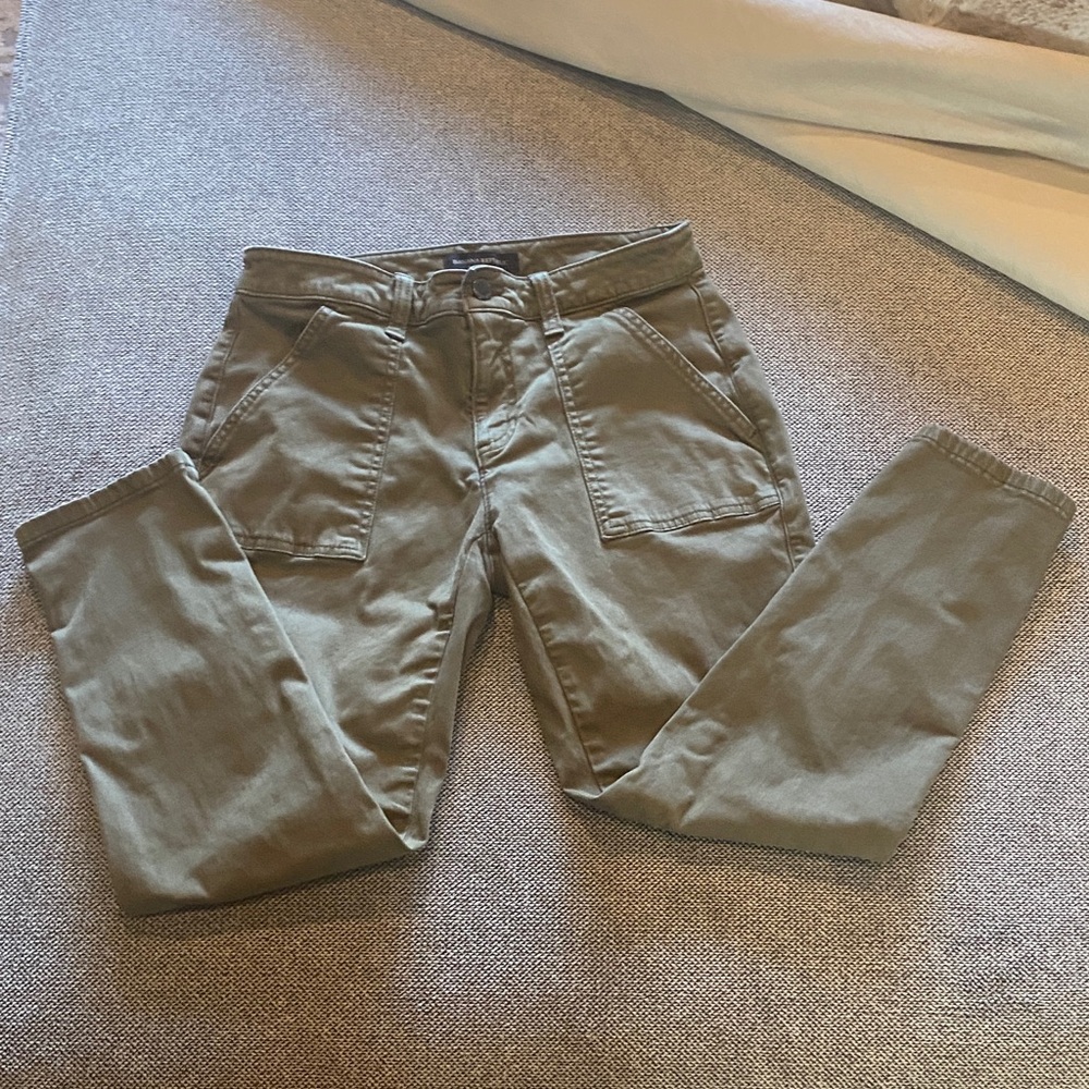Banana Republic Sloan Cargo Utility Pants Olive Green Women size 4 Petite